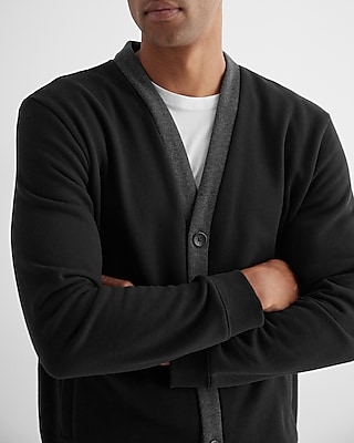Color Block Trim Fleece Cardigan