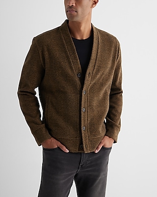 Herringbone Fleece Cardigan | Express