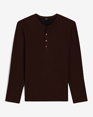 Double Knit Cotton-Blend Long Sleeve Henley