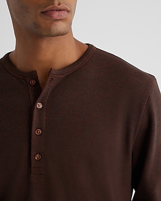 Double Knit Cotton-Blend Long Sleeve Henley