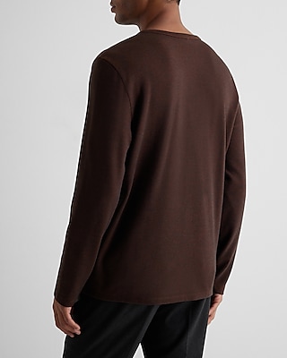 Double Knit Cotton-Blend Long Sleeve Henley