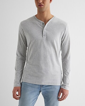 Grey Henley T-shirt|112128503-Frost-Gray