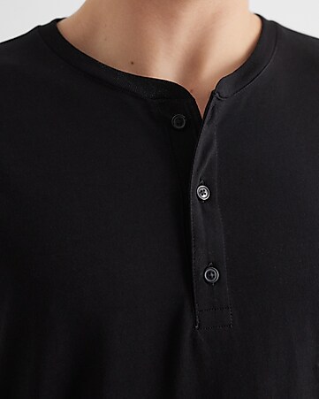 Men's Long Sleeve Button Henley - Black XL by LNA Clothing
