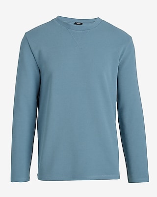 Waffle Knit Long Sleeve Crew Neck T-Shirt
