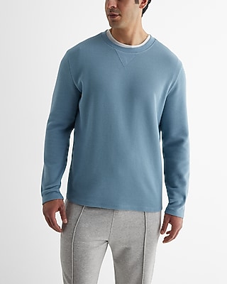 Waffle Knit Long Sleeve Crew Neck T-Shirt