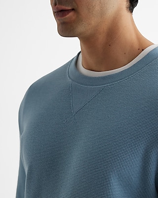 Waffle Knit Long Sleeve Crew Neck T-Shirt