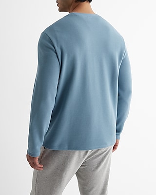 Waffle Knit Long Sleeve Crew Neck T-Shirt