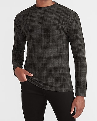 plaid crew neck sweatshirt