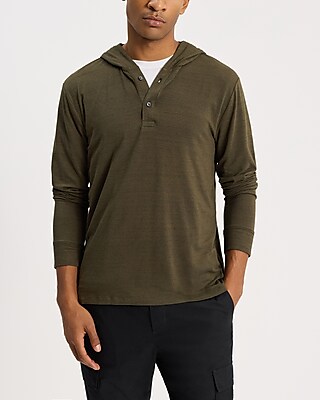 Marled Stripe Henley Hoodie