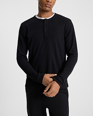 Waffle Knit Long Sleeve Henley | Express