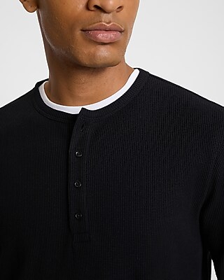 Waffle Knit Long Sleeve Henley | Express