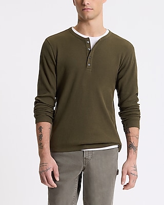 Waffle Knit Long Sleeve Henley