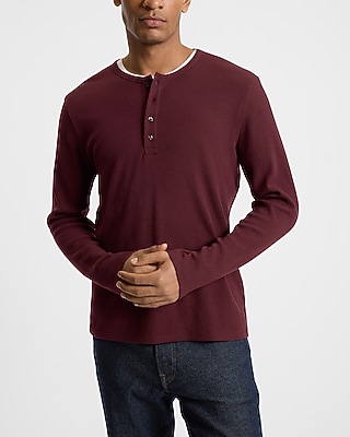 Waffle Knit Long Sleeve Henley | Express