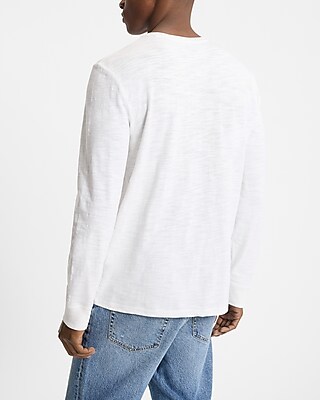 Button Pocket Long Sleeve Cotton Henley