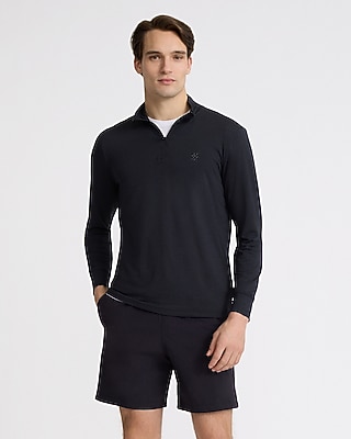 Textured Stripe Cotton Quarter Zip Polo | Express