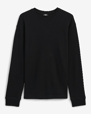 Textured Waffle Long Sleeve Crew Neck T-shirt | Express