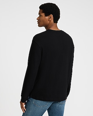 Textured Waffle Long Sleeve Crew Neck T-Shirt