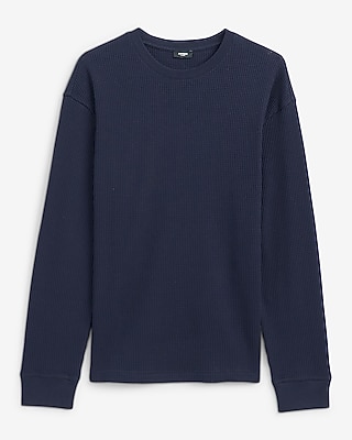 Textured Waffle Long Sleeve Crew Neck T-Shirt
