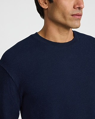 Textured Waffle Long Sleeve Crew Neck T-Shirt