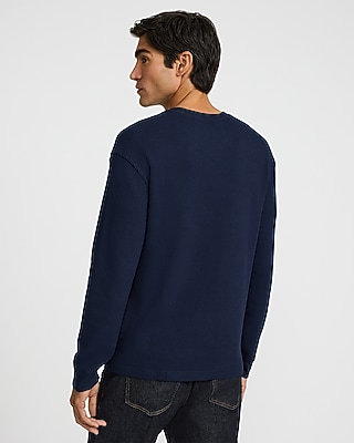 Textured Waffle Long Sleeve Crew Neck T-Shirt