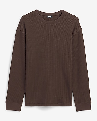 Textured Waffle Long Sleeve Crew Neck T-Shirt