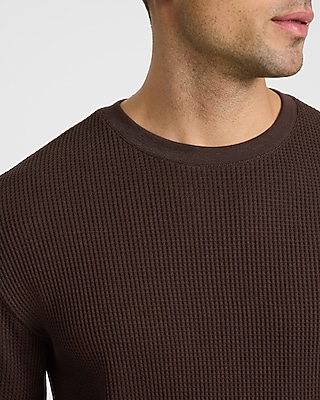 Textured Waffle Long Sleeve Crew Neck T-Shirt