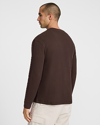 Textured Waffle Long Sleeve Crew Neck T-Shirt