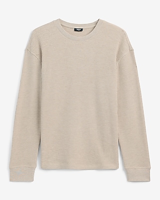 Textured Waffle Long Sleeve Crew Neck T-Shirt