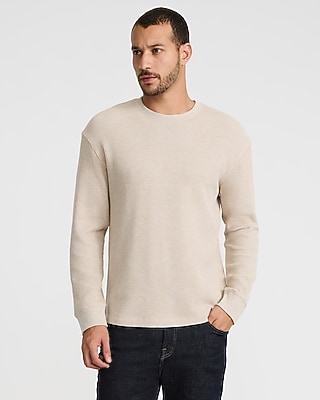 Textured Waffle Long Sleeve Crew Neck T-Shirt