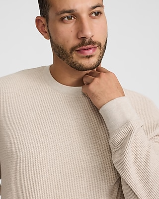 Textured Waffle Long Sleeve Crew Neck T-Shirt