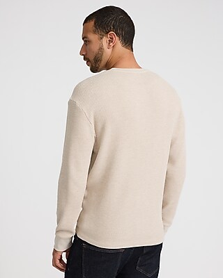 Textured Waffle Long Sleeve Crew Neck T-Shirt