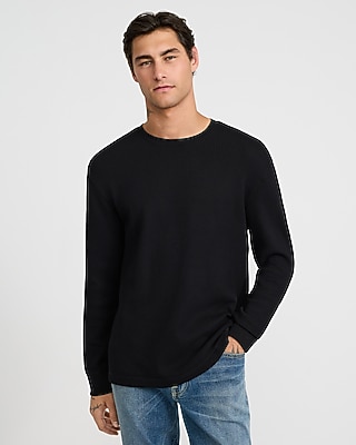 Classic Fit Textured Waffle Long Sleeve T-shirt | Express