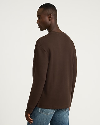 Classic Fit Textured Waffle Long Sleeve T-Shirt