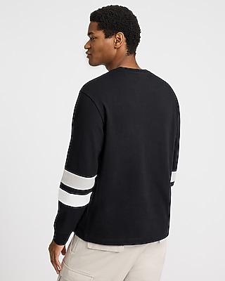 Asymmetrical Racing Striped Long Sleeve T-shirt | Express