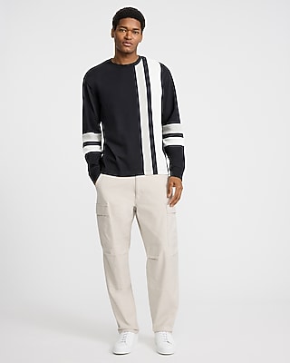 Asymmetrical Racing Striped Long Sleeve T-shirt | Express