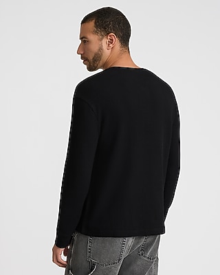 Textured Waffle Long Sleeve Henley