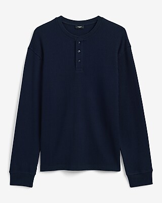 Textured Waffle Long Sleeve Henley