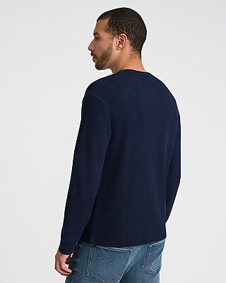 Textured Waffle Long Sleeve Henley