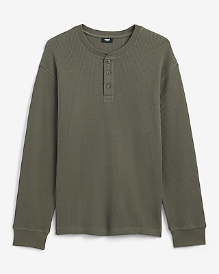 Textured Waffle Long Sleeve Henley