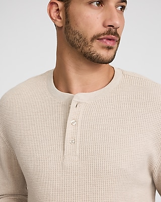 Textured Waffle Long Sleeve Henley