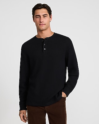 Classic Fit Textured Waffle Long Sleeve Henley | Express