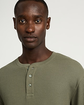 Classic Fit Textured Waffle Long Sleeve Henley | Express