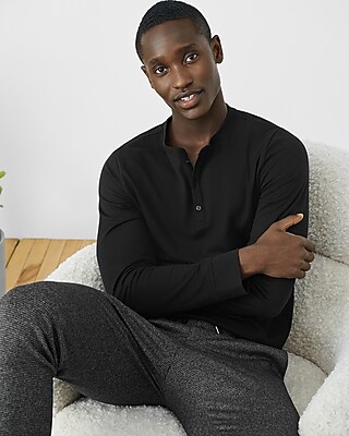 slim supersoft long sleeve henley tee