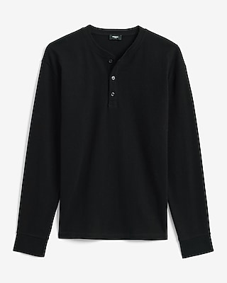 Classic Fit Textured Long Sleeve Henley