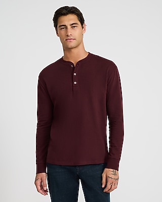 Classic Fit Textured Long Sleeve Henley