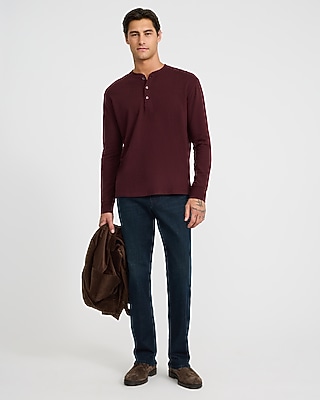 Classic Fit Textured Long Sleeve Henley