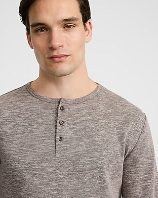 Marled Knit Long Sleeve Henley