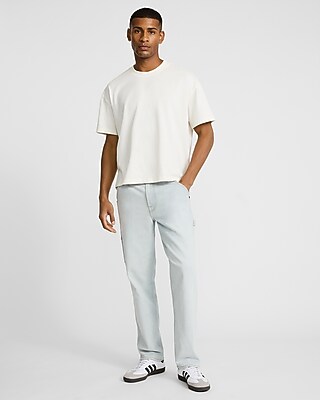 Loose Light Wash Stretch Carpenter Jeans