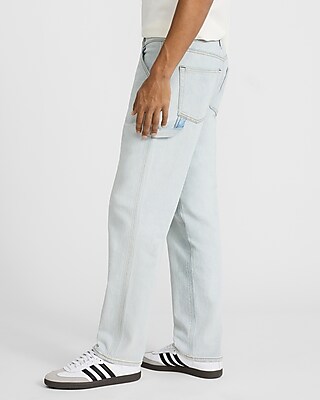 Loose Light Wash Stretch Carpenter Jeans