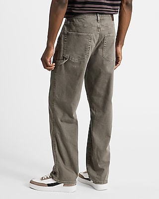 Loose Dusty Olive Stretch Carpenter Jeans